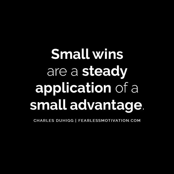 Charles Duhigg The Astonishing Power of Habits - Change Your Life Small wins are a steady application of a small advantage.