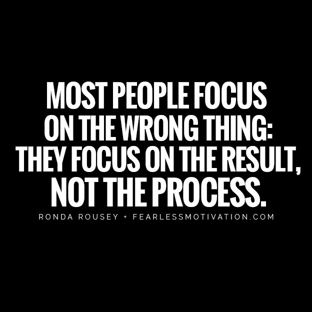 Destroy Fear Be Courageous With These Ronda Rousey Quotes Most people focus on the wrong thing: They focus on the result, not the process. ronda roused quote fearless motivation 